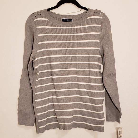 Karen Scott Womens Ribbed Cotton Pullover Sweater Navy Size Extra Small